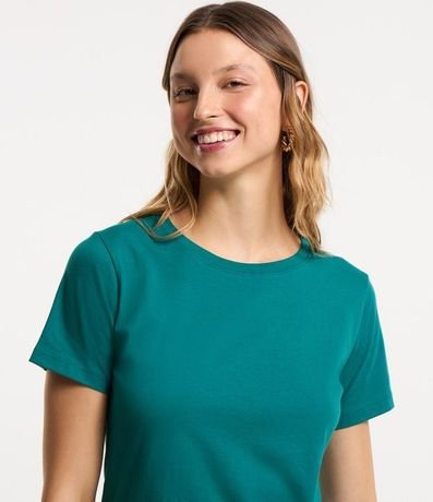 Blusa Alargada Básica en Algodón con Cuello Redondo y Manga Corta 4