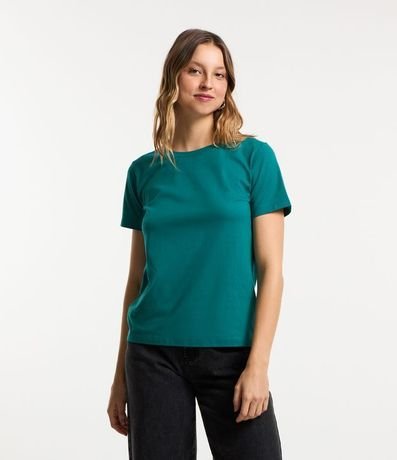 Blusa Alargada Básica en Algodón con Cuello Redondo y Manga Corta 5