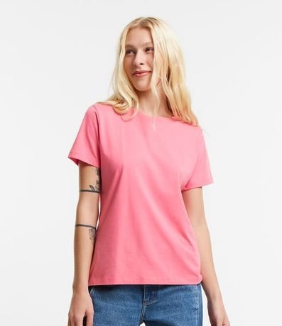 Blusa Alargada Básica en Algodón con Cuello Redondo y Manga Corta 1