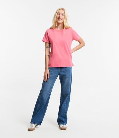 Blusa Alargada Básica en Algodón con Cuello Redondo y Manga Corta 2