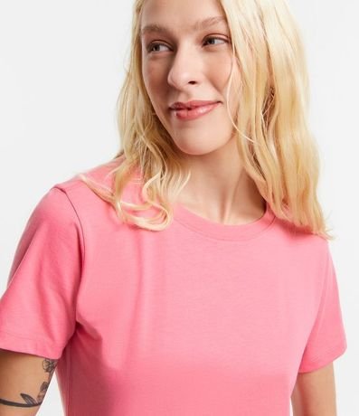 Blusa Alargada Básica en Algodón con Cuello Redondo y Manga Corta 4