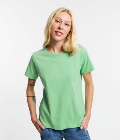 Blusa Alargada Básica en Algodón con Cuello Redondo y Manga Corta 1