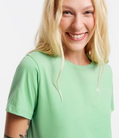 Blusa Alargada Básica en Algodón con Cuello Redondo y Manga Corta 4