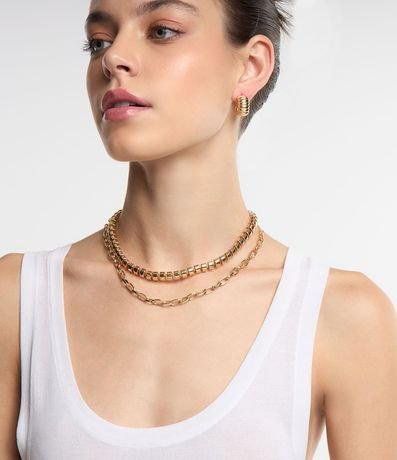 Conjunto de Caravana y Collar Capas con Textura de Gajos