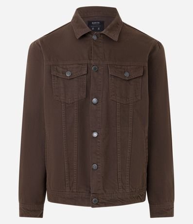 Campera Trucker Regular en Sarga con Recortes 5