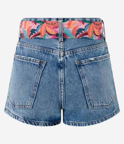Short en Jeans con Cinturón Pañuelo con Cocoteros Estampados 5