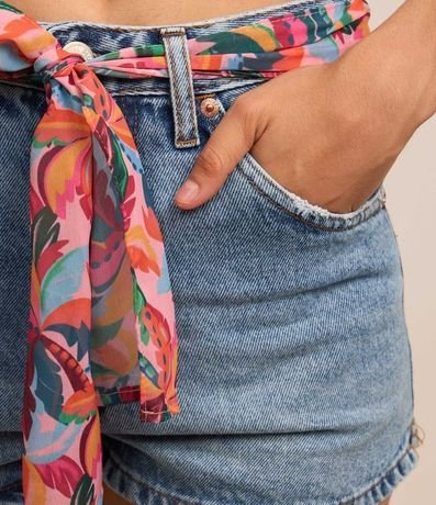 Short en Jeans con Cinturón Pañuelo con Cocoteros Estampados 3