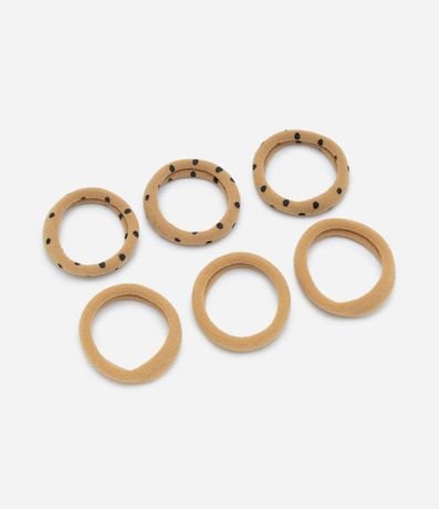 Kit 06 Gomitas para el Pelo Medianas con Estampa de Lunares