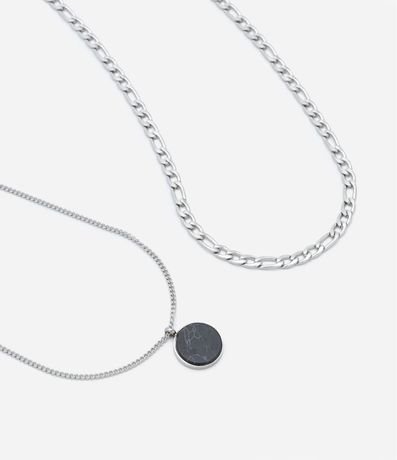 Kit 02 Collares en Metal con Cadena y Colgante Efecto Mármol 2