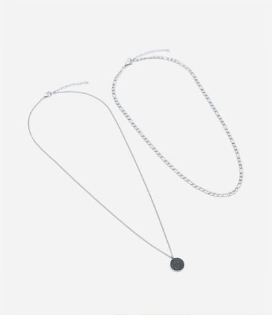 Kit 02 Collares en Metal con Cadena y Colgante Efecto Mármol 3