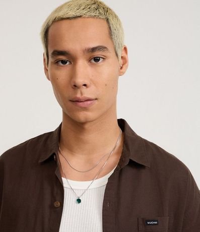 Kit 02 Collares en Metal con Cadena y Colgante Efecto Mármol 4