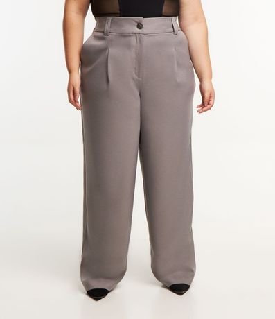 Pantalón Wide Leg Sastrería con Botón Onix Curve & Plus Size 2