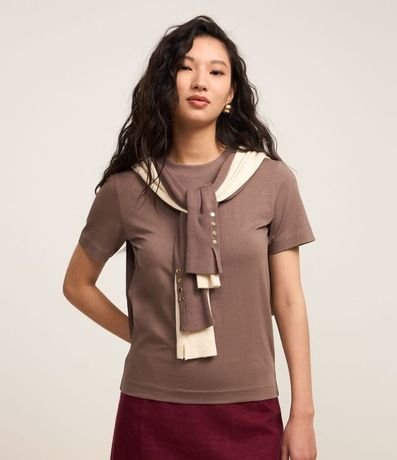 Blusa en Rib con Cuello Redondo