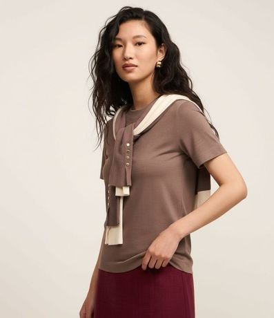 Blusa en Rib con Cuello Redondo 4