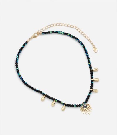 Collar Corto con Abalorios y Colgante de Ojo Turco 3