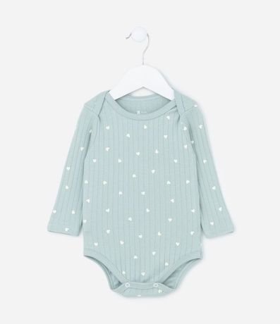 Body Largo Infantil con Estampado de Corazones - Talle 0 a 18 meses