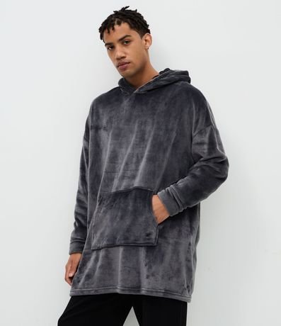 Pijama Buzo Oversized en Fleece con Capucha y Bolsillo Canguro