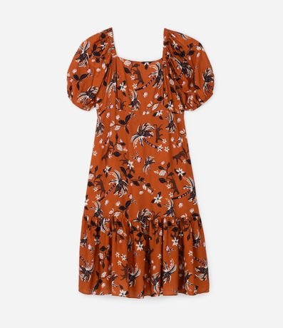 Vestido Corto en Viscosa con Mangas Abullonadas y Estampa Leopardo Curve & Plus Size 5