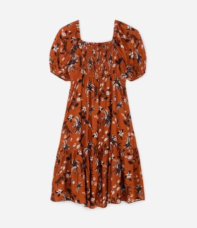 Vestido Corto en Viscosa con Mangas Abullonadas y Estampa Leopardo Curve & Plus Size 6