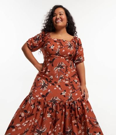 Vestido Corto en Viscosa con Mangas Abullonadas y Estampa Leopardo Curve & Plus Size 2