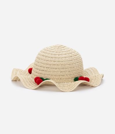 Sombrero de Paja Infantil con Bordado de Cerezas - Talle U