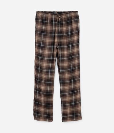 Pantalón de Pijama en Viscosa con de Cuadros Marron 5