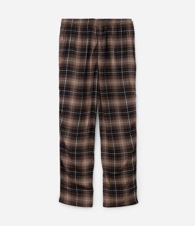 Pantalón de Pijama en Viscosa con de Cuadros Marron 6