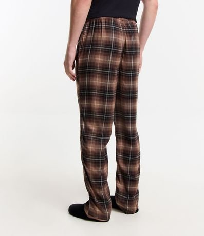 Pantalón de Pijama en Viscosa con de Cuadros Marron 3