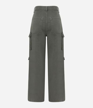 Pantalón Wide Leg Cintura Alta en Sarga con Bolsillos Cargo 7