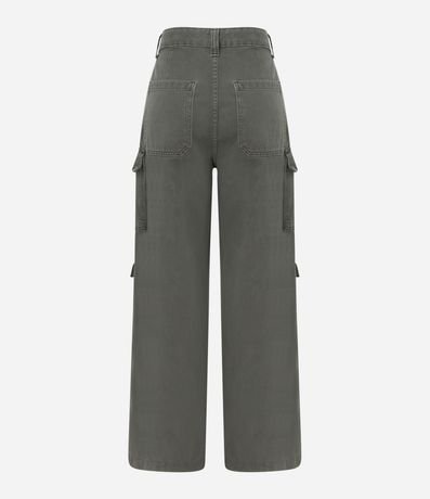 Pantalón Wide Leg Cintura Alta en Sarga con Bolsillos Cargo 9