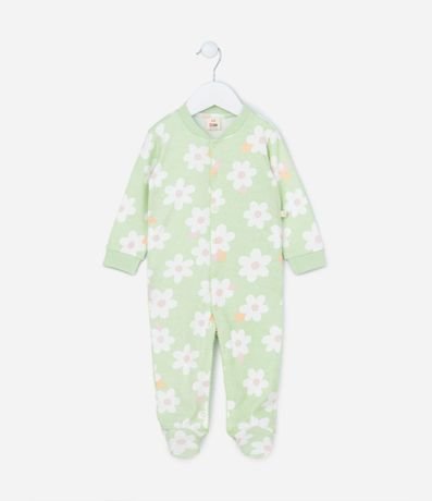 Mono Infantil en Suedine con Estampa Floral - Talle 0 a 18 meses