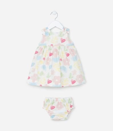 Vestido Infantil en Tricolina con Estampa Floral - Talle 3 a 18 meses