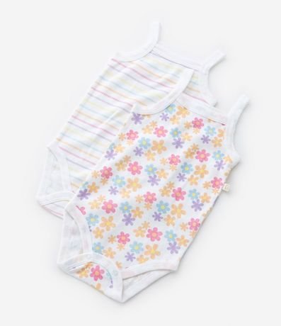 Kit 02 Bodies en Suedine Estampado con Breteles Finos - Talle 0 a 18 meses