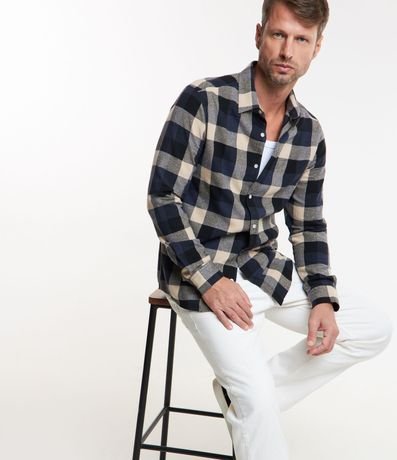 Camisa Comfort en Algodón con Estampado de Cuadros y Mangas Largas 5