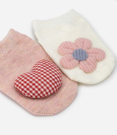 Kit 02 Medias infantiles con Flor y Corazón 3D - Talle 0 a 12 meses 3