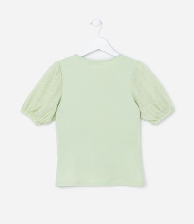 Blusa Infantil con Manga Abullonada en Broderie - Talle 5 a 14 años 2