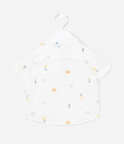 Camisa Infantil en Lino con Estampa Playa - Talle 0 a 18 meses 2