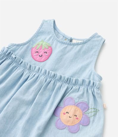 Vestido Infantil Jeans con Body y Patches Divertidos - Talle 3 a 18 meses 11