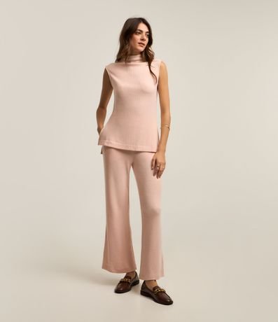 Pantalón Recto en Rib con Cintura Elástica y Texturas 4