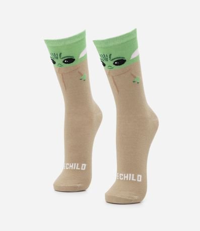 Media Caña Larga en Algodón con Estampado de el Baby Yoda