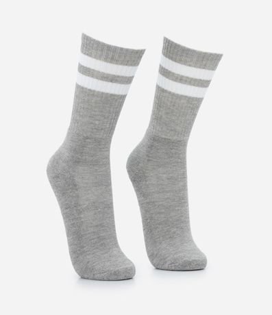 Media Caña Larga en Algodón con Textura Acanalada y Rayas 2