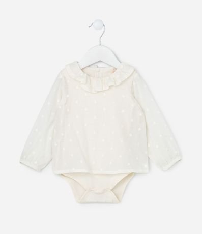 Camisa Body Infantil Texturizado con Volado - Talle 3 a 18 meses