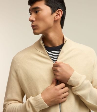 Buzo Abierto en Algodón con Cierre y Textura 3