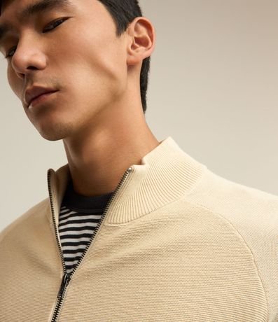 Buzo Abierto en Algodón con Cierre y Textura 6