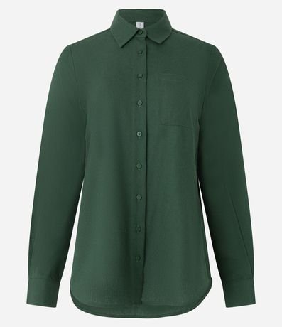 Camisa Alargada en Viscolino con Bolsillo Delantero 6