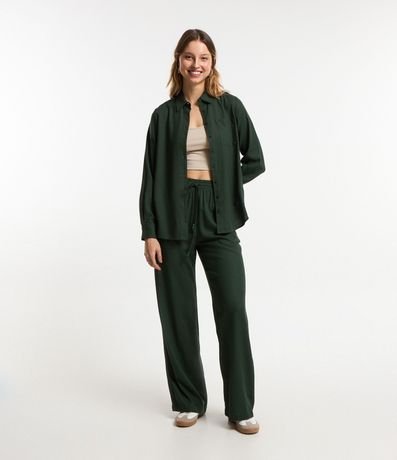 Camisa Alargada en Viscolino con Bolsillo Delantero 2