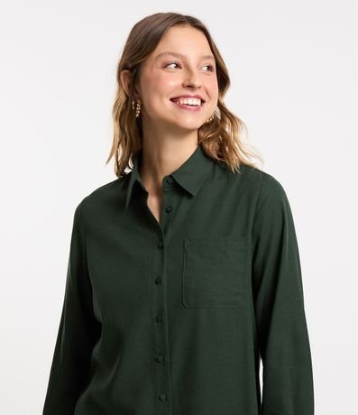 Camisa Alargada en Viscolino con Bolsillo Delantero 4