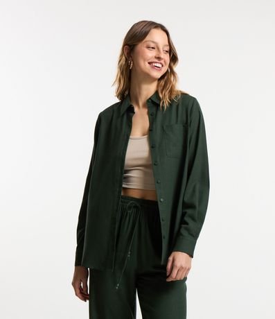 Camisa Alargada en Viscolino con Bolsillo Delantero 5