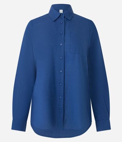 Camisa Alargada en Viscolino con Bolsillo Delantero 5
