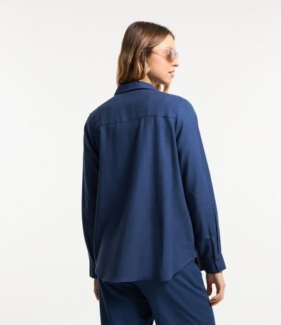 Camisa Alargada en Viscolino con Bolsillo Delantero 3